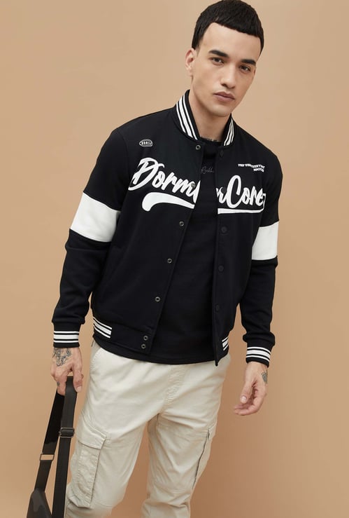 FAME FOREVER Typography Print Bomber Jacket