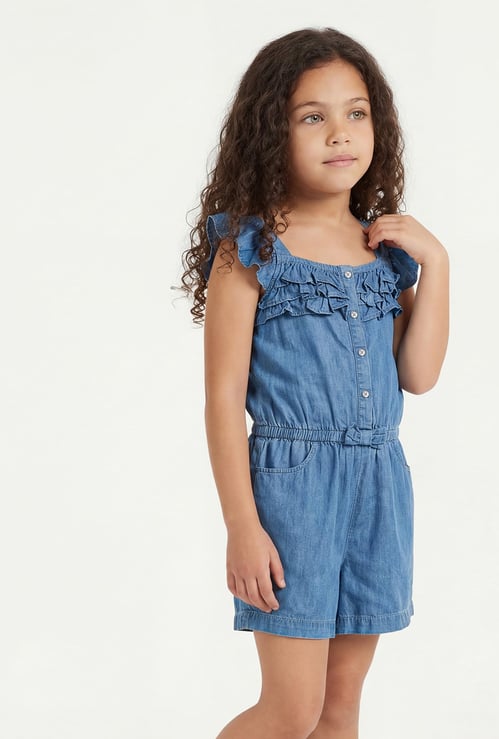 FAME FOREVER Girls Ruffled Buttoned Jumpsuit