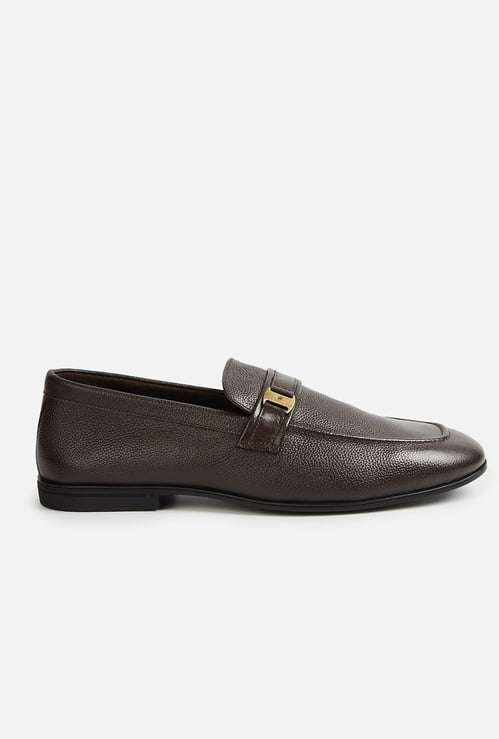 LOUIS PHILIPPE Grain Leather Slip-On Shoes