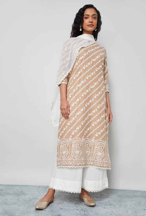 MELANGE Floral Print Straight Kurta Set
