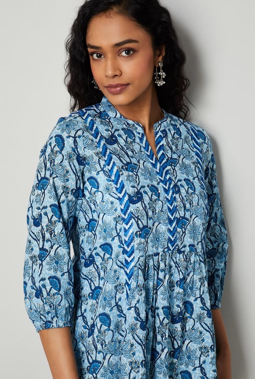 MELANGE Floral Print Ethnic Top
