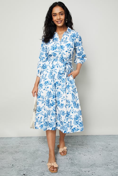 COLOUR ME Floral Print Midi Dress