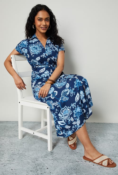 COLOUR ME Floral Print Shirt Dress