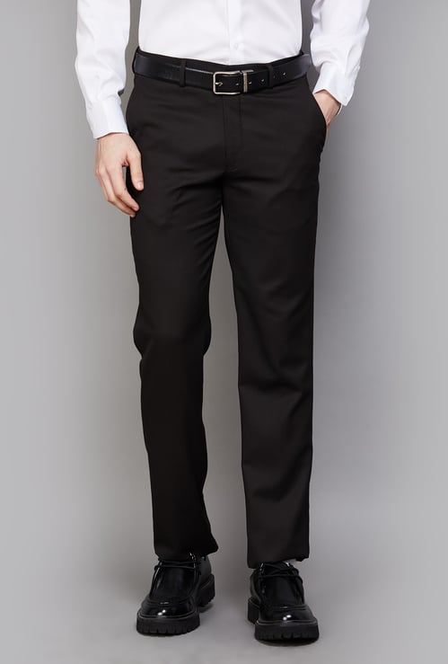 LOUIS PHILIPPE Textured Slim Straight Trousers