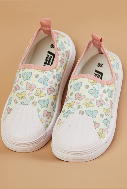 FAME FOREVER Girls Butterfly Print Slip-On Shoes