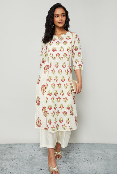MELANGE Floral Print Straight Kurta