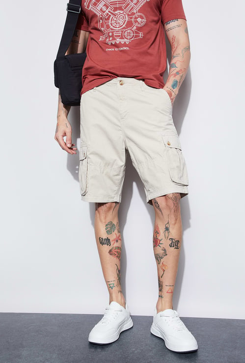FAME FOREVER Solid Cargo Shorts