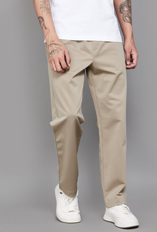 CELIO Solid Slim Tapered Trousers