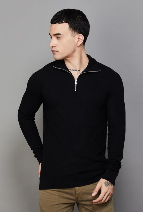 CELIO Knitted Quarter-Zip Sweater