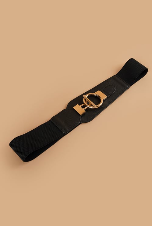 GINGER Woven Stretch Belt with Toggle Clasp