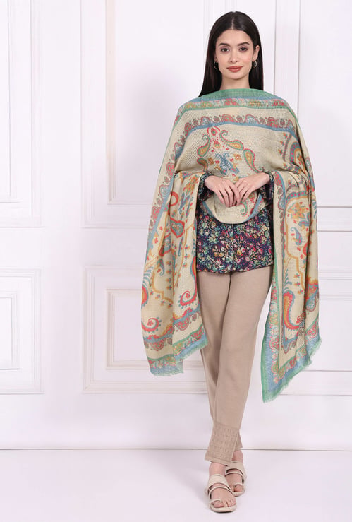 W Paisley Print Shawl