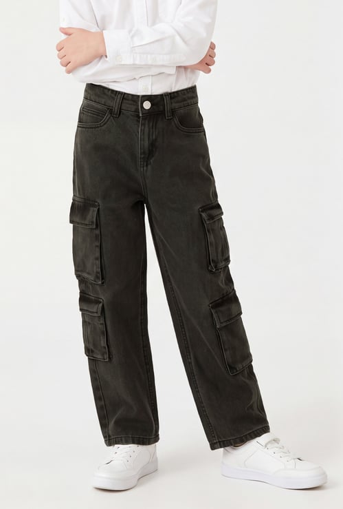 FAME FOREVER Boys Washed Cargo Jeans