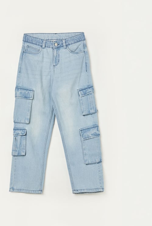 FAME FOREVER Boys Washed Cargo Jeans