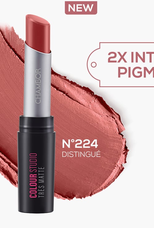 CHAMBOR Tres Matte Lipstick - Ultra Powdery Matte Lipstick With SPF 30 - Distingue N 224 - 3.2 gm