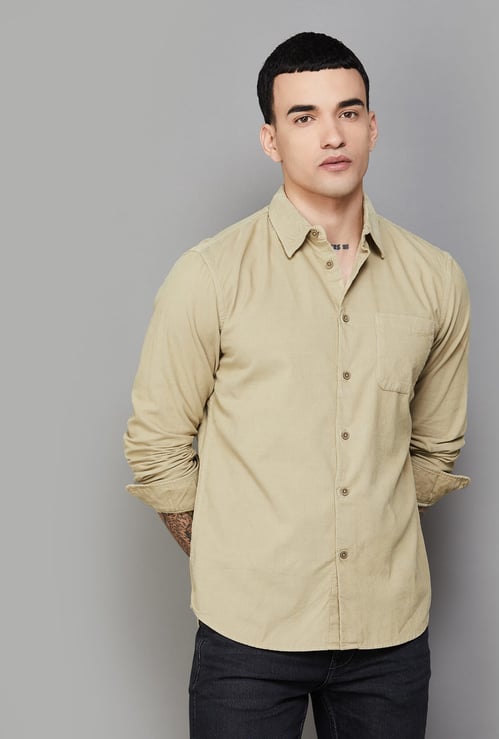 CELIO Corduroy Textured Regular Fit Shirt