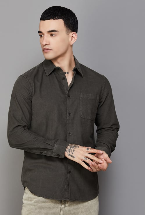 CELIO Corduroy Textured Regular Fit Shirt