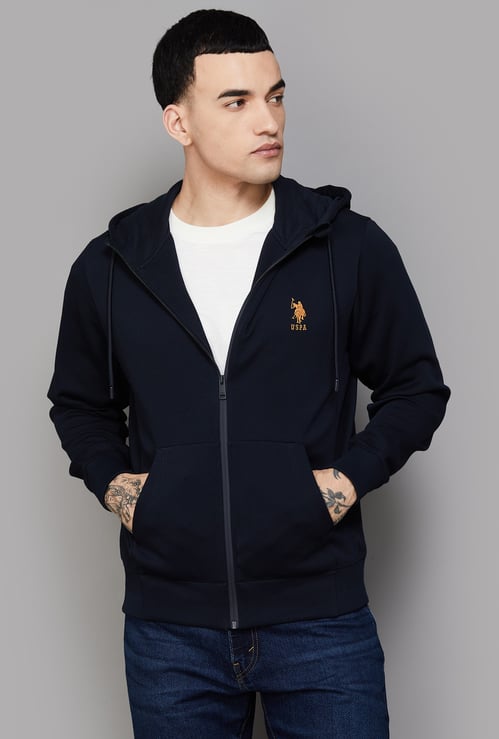 US POLO ASSN Solid Hooded Sweatshirt