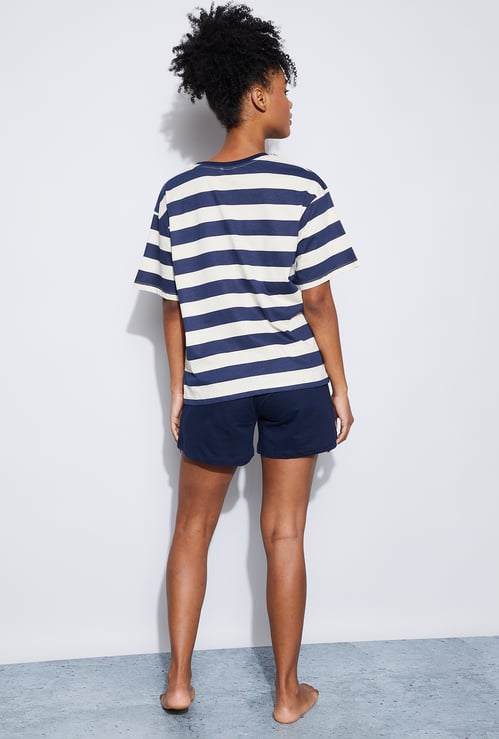 GINGER Striped Lounge T-shirt with Shorts