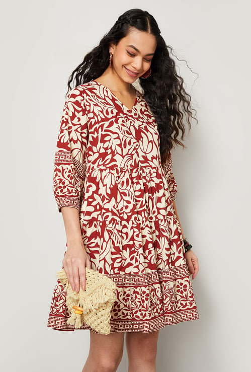 COLOUR ME Floral Print A-Line Dress