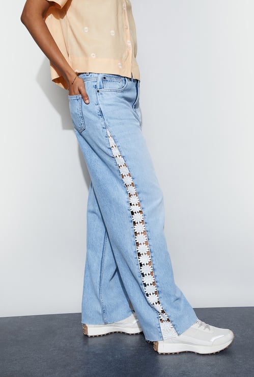 GINGER Lace Detailed Mid-Rise Jeans