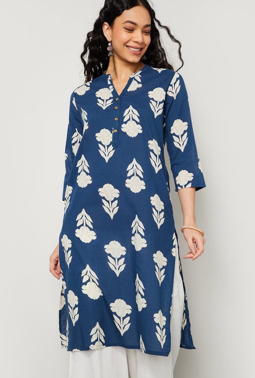 MELANGE Floral Print Straight Kurta