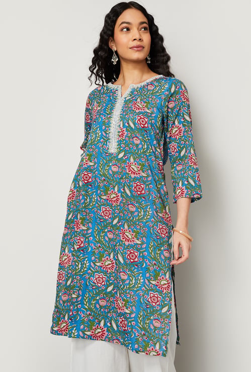 MELANGE Floral Print Straight Kurta