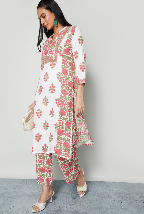 MELANGE Floral Print Kurta Set