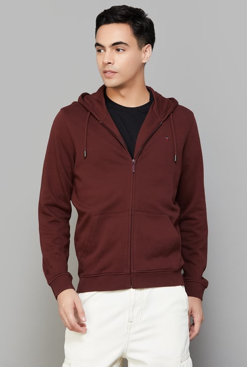 LP JEANS Solid Hooded Sweatshirt