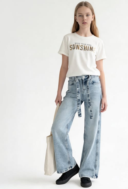 FAME FOREVER Girls Solid Mid-Rise Jeans