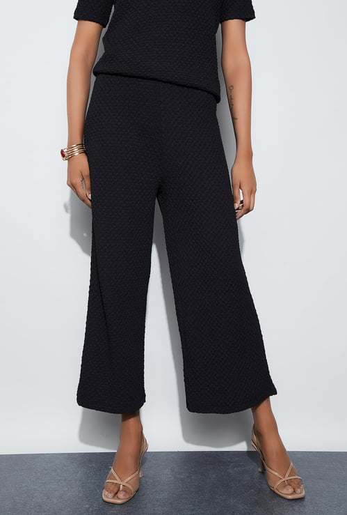 CODE Textured Cropped Trousers