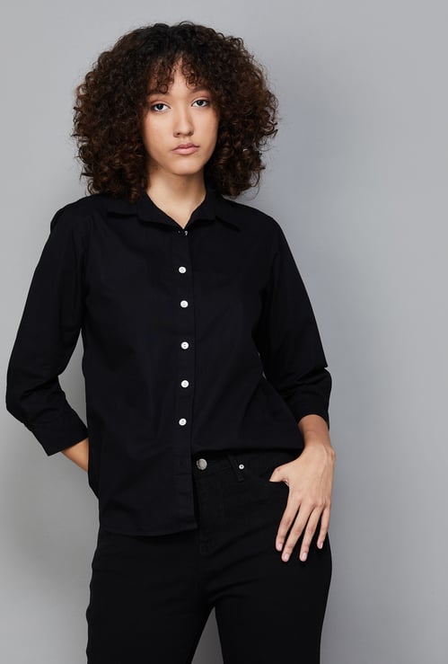 XPOSE Solid Spread Collar Shirt