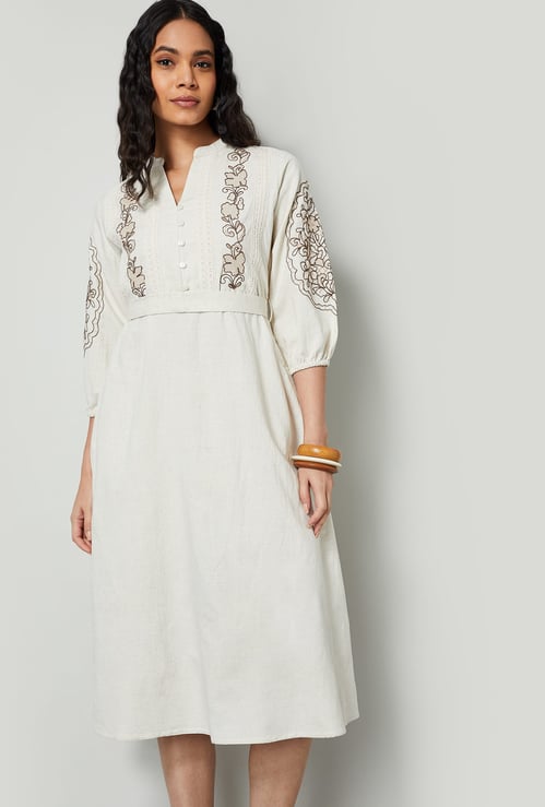 COLOUR ME Embroidered A-Line Dress