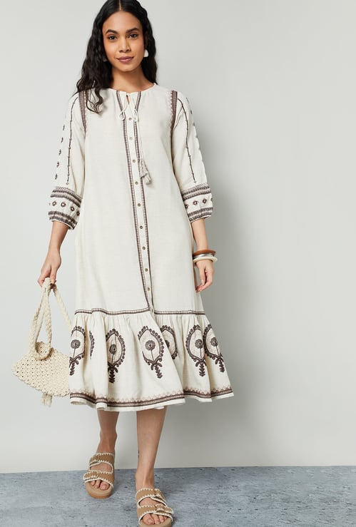 COLOUR ME Ethnic Motif A-line Dress