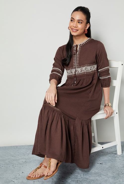 COLOUR ME Embroidered Tiered Dress