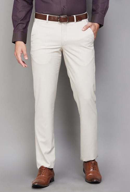 LOUIS PHILIPPE Textured Slim Fit Formal Trousers