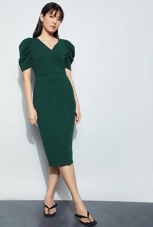 CODE Solid Wrap Dress