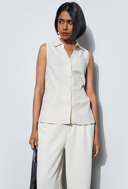 CODE Solid Sleeveless Shirt