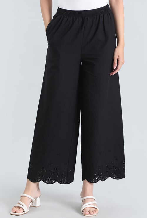 GO COLORS Embroidered Palazzos