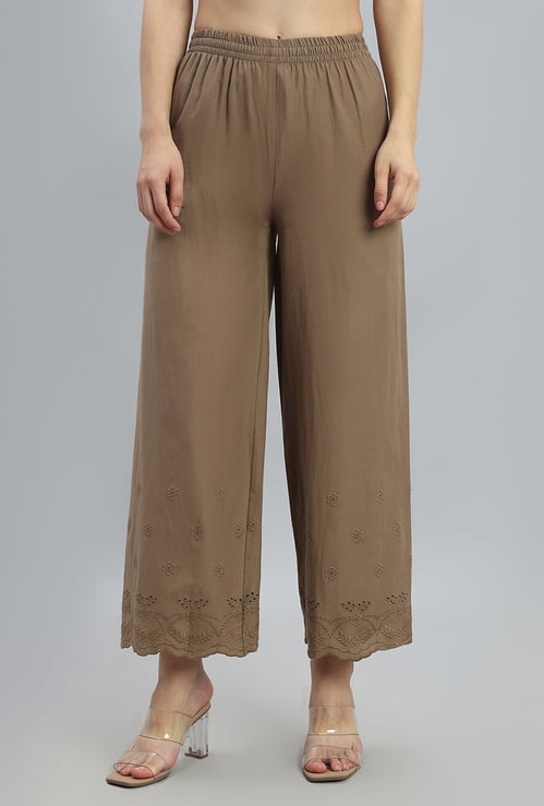 GO COLORS Embroidered Palazzos