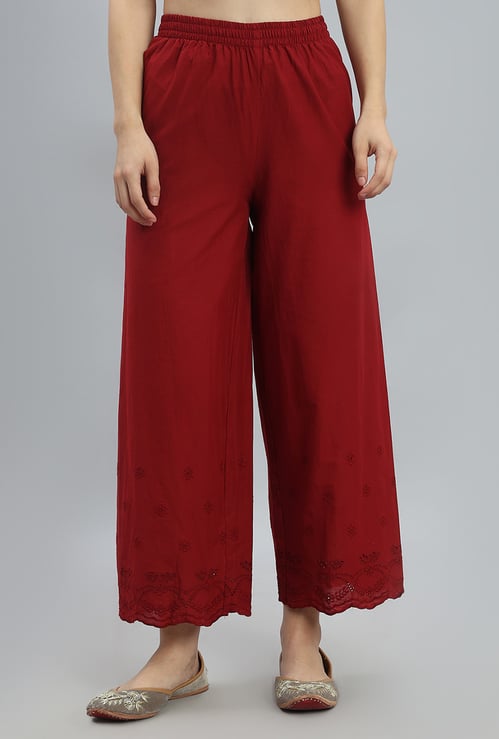 GO COLORS Embroidered Palazzos