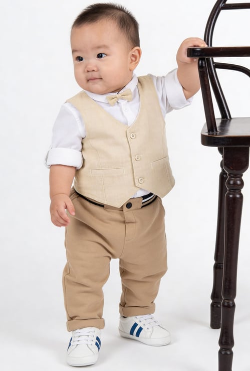 JUNIORS Boys Solid Shirt with Bow