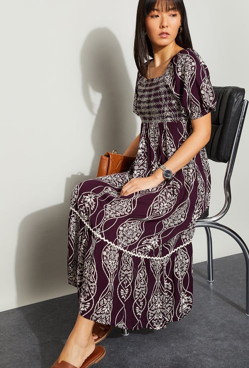 FAME FOREVER Printed A-line Maxi Dress