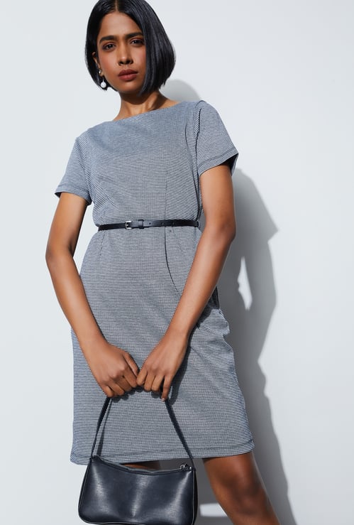 CODE CLASSIC Checked Straight Dress with Belt