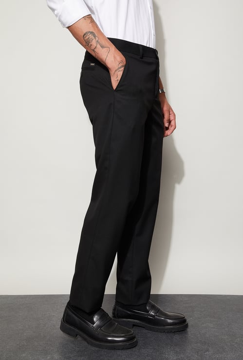 CODE Textured Slim Tapered Formal Trousers