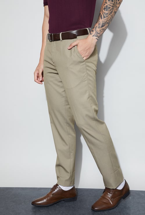 CODE Textured Slim Tapered Formal Trousers