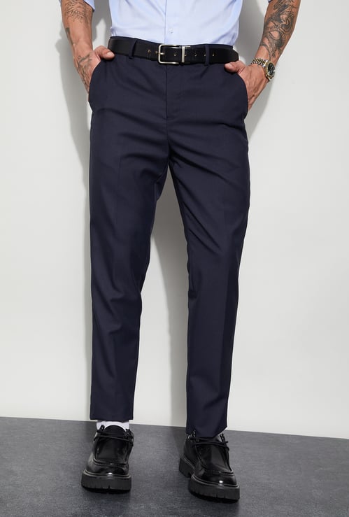 CODE Solid Slim Tapered Formal Trousers