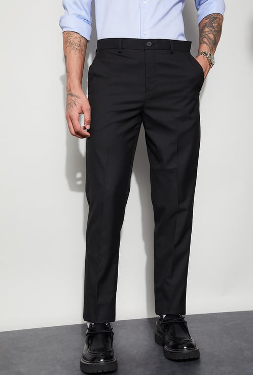CODE Solid Slim Tapered Formal Trousers