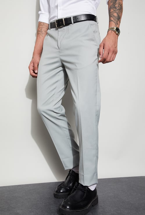 CODE Solid Slim Tapered Formal Trousers