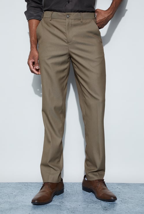 CODE Solid Slim Tapered Formal Trousers