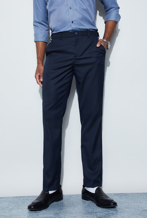 CODE Solid Slim Tapered Formal Trousers